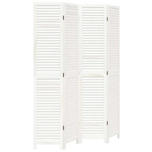 vidaXL Room Divider 4 Panels White Solid Paulownia Wood - 1 of 4