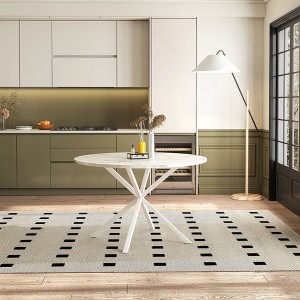 NicBex 47.24" Modern Round Dining Table,Kitchen Table with White Marble Top and Iron Legs for 2-4 Seaters,White - 1 of 4