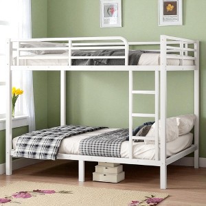 Metal Full over Full Bunk Bed Frame with Guardrails and Ladder, Heavy Duty Noise-Free Design for Teens and Adults,kids bed - 1 of 4