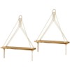 Aoibox Set of 2 Rustic Wood Floating Shelves with Cotton Rope for Wall Decor, Plant Display, and Storage in Bedroom, Bathroom, or Living Room - 3 of 4
