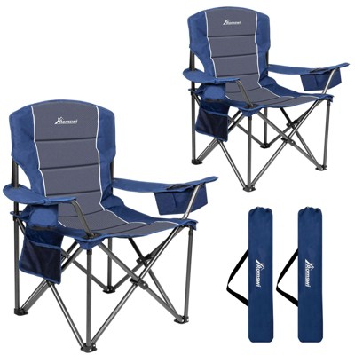 Oversized Folding Camping Chairs with Adjustable Arm Straps, Blue, Set of 2