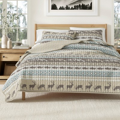 Great Bay Home Rustic Lodge Reversible Quilt Set With Shams