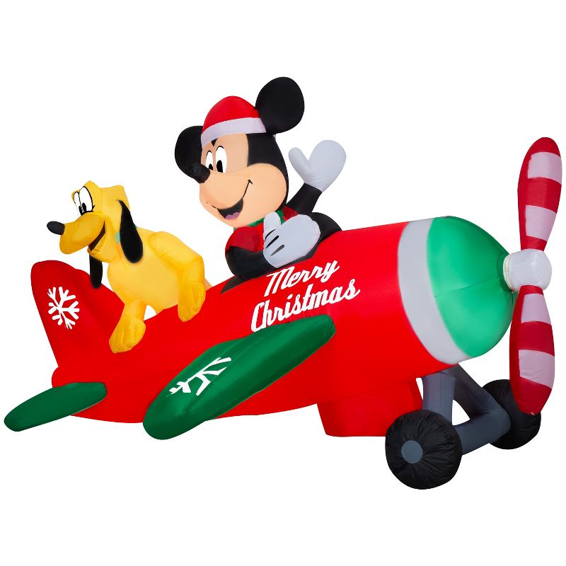 Gemmy Animated Airblown Inflatable Mickey and Pluto Clubhouse Airplane Scene w/LEDs Disney , 4.5 ft Tall, 1 of 5