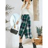 Women's Plaid Wool Midi Skirt - Fringed A-Line Wrap Style for Fall & Winter Green - 2 of 4