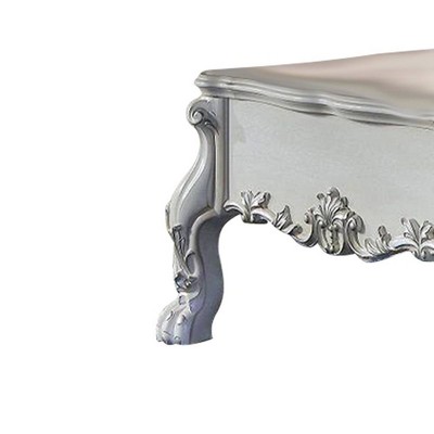 Bone White Faux Leather Tufted Sofa with Ottoman