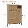 Rattan Shoe Cabinet, Narrow Freestanding Shoe Organizer with 3 Flip-Drawers & 4 Adjustable Shelves, Shoe Storage Cabinet - 2 of 4