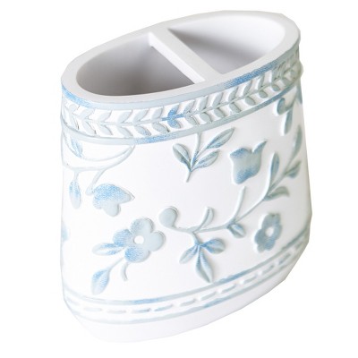 Lakeside Madeleine Floral Accent Ceramic Toothbrush Holder with 2 Slots