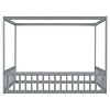 Okak Twin/Full Size Bed Frame with Canopy-Style Top & Guardrails,Modern Floor Bed for Toddlers/Kids Bedroom - 2 of 4