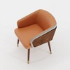 ARTPLAN Mid Century Modern Dining Chair, Faux Leather with Walnut,Uphoolsted Accent Arm Chair,Sitting Chair with Wooden Gold Metal feet - 2 of 4