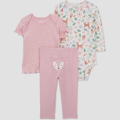 Image of Carter's Just One You® Baby Girls' Woodland Deer Coordinate Set - Pink 3M