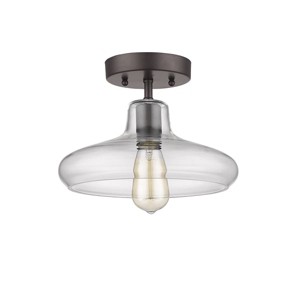 Chloe Lighting Dickens Industrial-Style 1 Light Rubbed Bronze Semi-Flush Ceiling Fixture 11" Shade - 1 of 2