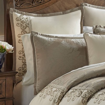Hillcrest Ivory and Gold Queen Comforter Set with Embroidered Details
