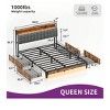 Full/Queen Size LED Bed Frame With Charging Station And 4 Storage Drawers Platform Metal Bed Frame No Box Spring Needed - 2 of 4