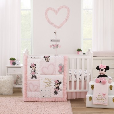 Pink and grey minnie mouse bedding hotsell