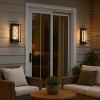 ALOADECOR H15" Modern Outdoor Integrated LED Wall Light with Dusk to Dawn Sensor Matte Black Textured Glass Wall Lantern for Entryway (¨2 Pack) - 2 of 4