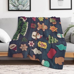 New Year Cookies Wood Merry Christmas Christmas Throw Blanket Soft Fleece Christmas Blanket Cozy Flannel Throw for Couch Bed 50x60 inches - 1 of 1