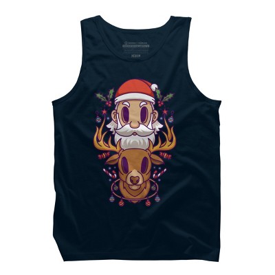 Men's Design By Humans Santa and The Reindeer By PentoolKnight Tank Top