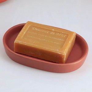 Evideco French Home Goods Elegant Stoneware Soap Dish – Oval Shape, Smooth Texture, Ideal for Bathrooms & Kitchens - 1 of 4