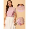 INSPIRE CHIC Women's Mock Neck Puff Sleeve Mesh Sleeve Blouse - 2 of 4