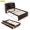 Twin/Full Size Wooden LED Platform Bed with Trundle, Storage Headboard and Drawers 4L - ModernLuxe - 4 of 4