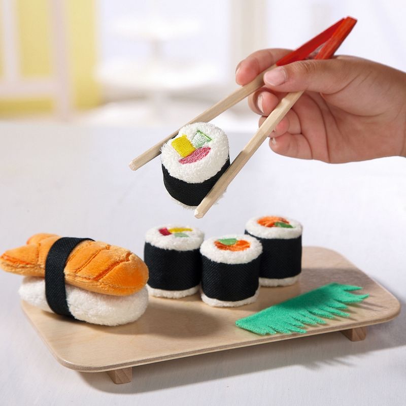 HABA Biofino Sushi Soft Play Food 10 Piece Set with Serving Board and Chopsticks, 3 of 4