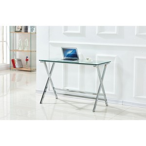 TIRAMISUBEST Tempered Glass Computer Desk - Transparent Laptop Table with Rounded Corners, Multi-Use Sofa Desk - 1 of 4