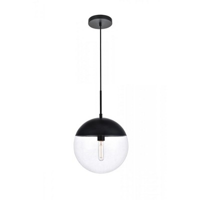 Elegant Lighting Eclipse 1 Light Black Pendant With Clear Glass