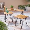 Christopher Knight Home Zion Outdoor Acacia Wood and Iron Table Set (Set of 3), Teak and Rustic Metal - 2 of 4