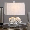 Uttermost Modern Coastal Accent Table Lamp 22" High Taupe Ivory Coral Beige Linen Shade Living Room Bedroom Beach House Bedside - 2 of 2