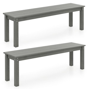 Tangkula 2PCS 55" HDPE Outdoor Bench Weatherproof Backless Patio Garden Bench - 1 of 4