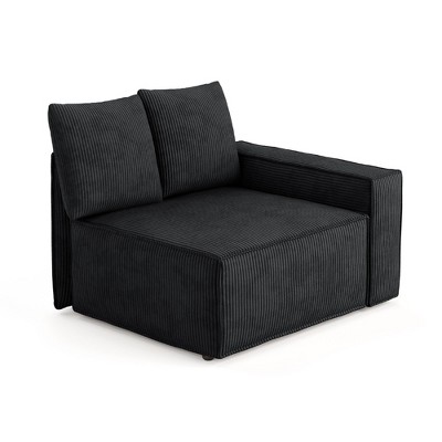 XIZZI Modular Corduroy Sectional Sofa: 5 Sold-Separately Units (Corner, Arms, Ottoman) | Black/Camel | Standard/Large Cushion Options | DIY Friendly
