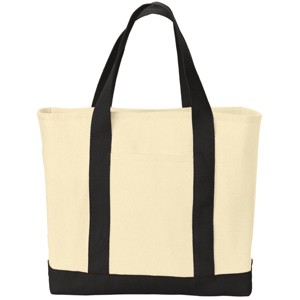Mafoose Ideal Twill Two-Tone Cotton Tote Bag with Pocket – Durable Canvas Shopping Bag - 1 of 4
