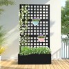 TOAOTBNBO Metal Raised Garden Bed with Square-Hole Trellis, Outdoor Planter Box for Climbing Plants, Galvanized Garden Box with Drainage Holes - 2 of 4