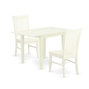 HomeStock 3-Pc Linen White Finish Solid Wood Top with Dropleaf Dining Table Set - 1 of 4