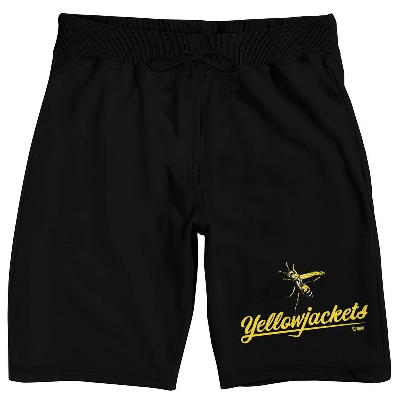 Yellowjackets Title Logo with Bee Men's Black Graphic Sleep Shorts, 1 of 4