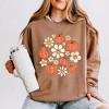 Simply Sage Market Women's Lightweight Garment Dyed Graphic Sweatshirt Circle Pumpkin Flowers - 2 of 4