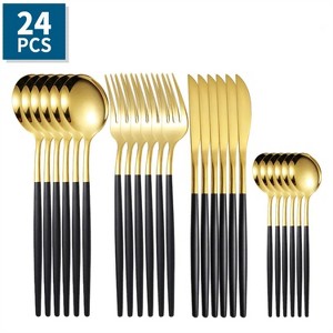 24pcs/Set Stainless Steel Cutlery; Portuguese Cutlery Spoon; Western Cutlery Set - 1 of 1
