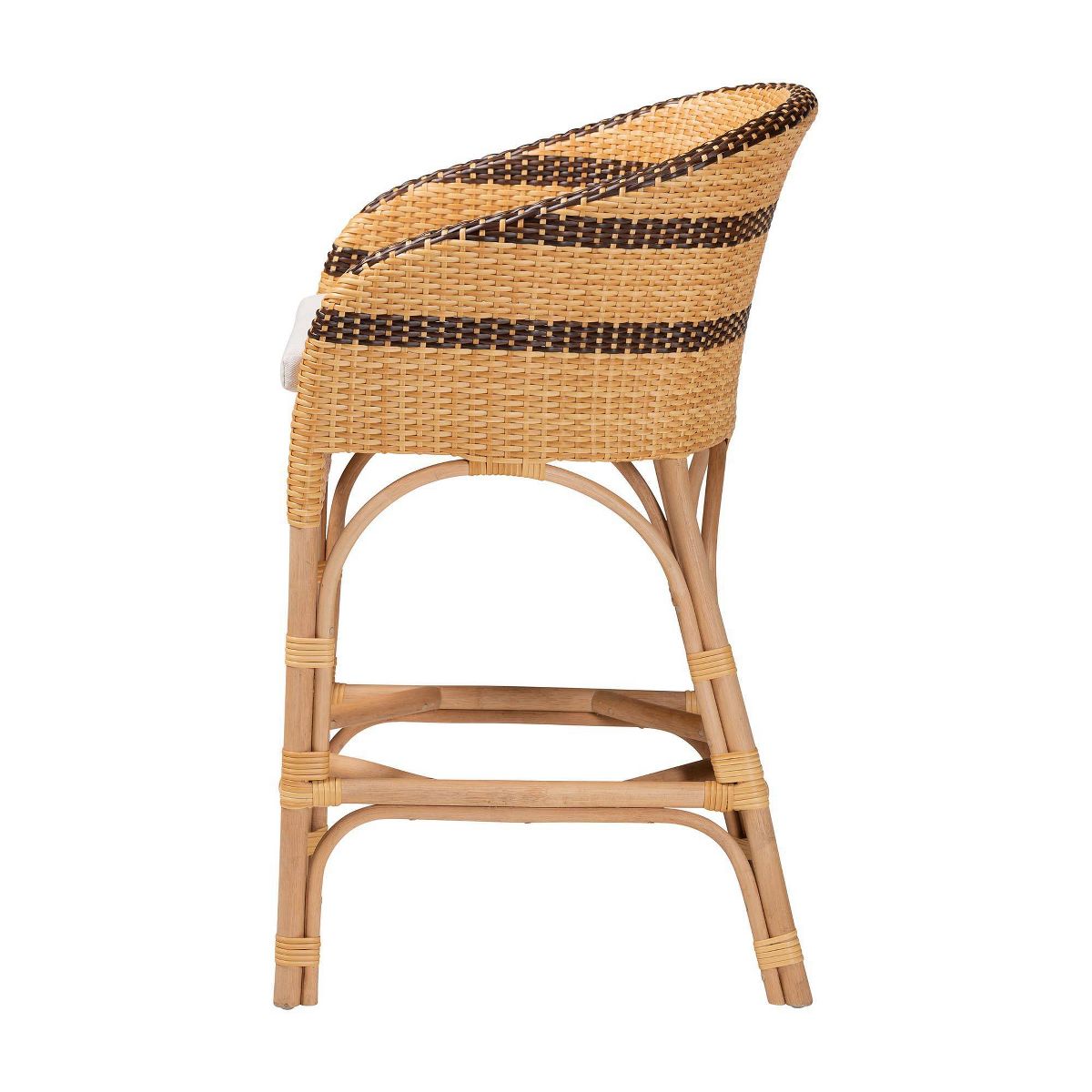bali & pari Elma Rattan Counter Stool with Cushion Natural Brown/Dark Brown