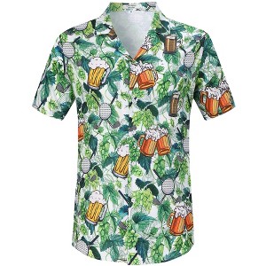 Halloween Men's Floral Print Button-Down Shirt Men's Hawaiian Floral Shirts Tropical Holiday Beach Shirt - 1 of 4