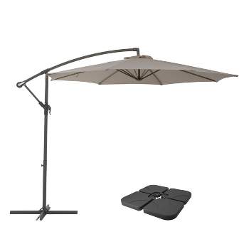 9.5' UV Resistant Offset Cantilever Patio Umbrella with Base Weights - CorLiving