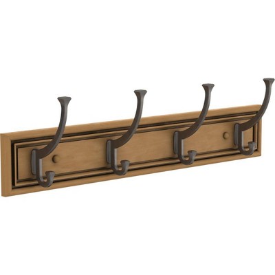  Franklin Brass 24" Sleek Square Hook Rack Honey Maple/Bronze 