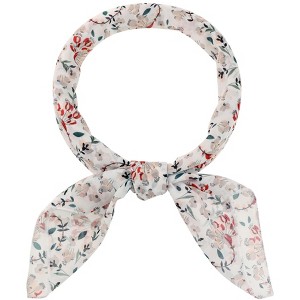 Elerevyo Women's Floral Chiffon Lightweight Skinny Neck Scarf Neckerchief - 1 of 4
