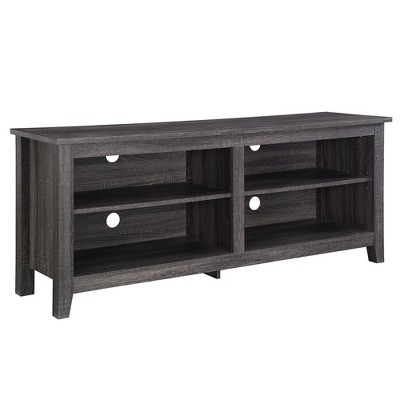 Transitional 4 Cubby Wood Open Storage TV Stand for TVs up to 65"- Saracina Home
