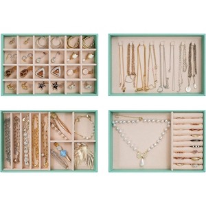 4-Layer Stackable Jewelry Organizer with Removable Dividers, Grey Drawer Insert Storage for Earrings & Necklaces - 1 of 4