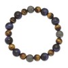 Chisel Stainless Steel Antiqued and 8-10mm Brown and Blue Tiger's Eye Beaded Stretch Bracelet - 2 of 4