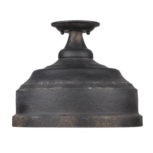 Golden Lighting Keating 3-light Semi-flush In Antique Black Iron : Target