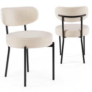 Gulches White Seat Cushion Black Steel Frame Comfort Dining Room Chair with Upholstered Backrest for Dining Room Bedroom,set of 2 - 1 of 4