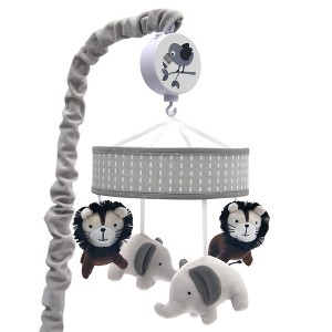 Lambs & Ivy Urban Jungle Gray/Brown Lion & Elephant Musical Baby Crib Mobile - 1 of 4