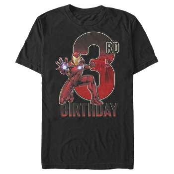 Men's Marvel Iron Man 3rd Birthday Action Pose T-Shirt