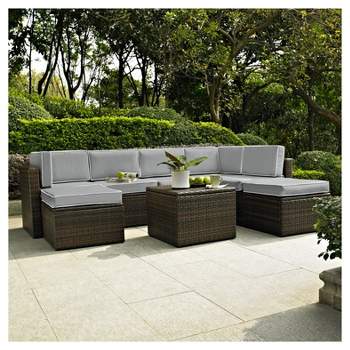 Palm Harbor 8pc All-Weather Wicker Patio Seating Set - Gray - Crosley